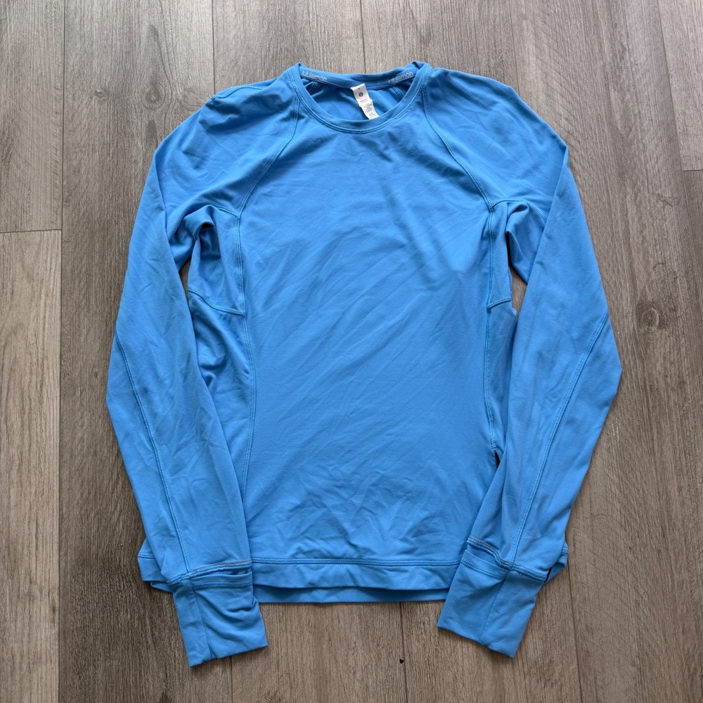 Lululemon Swiftly Tech Long Sleeve Womens 8 Blue Thumbholes Running Shirt